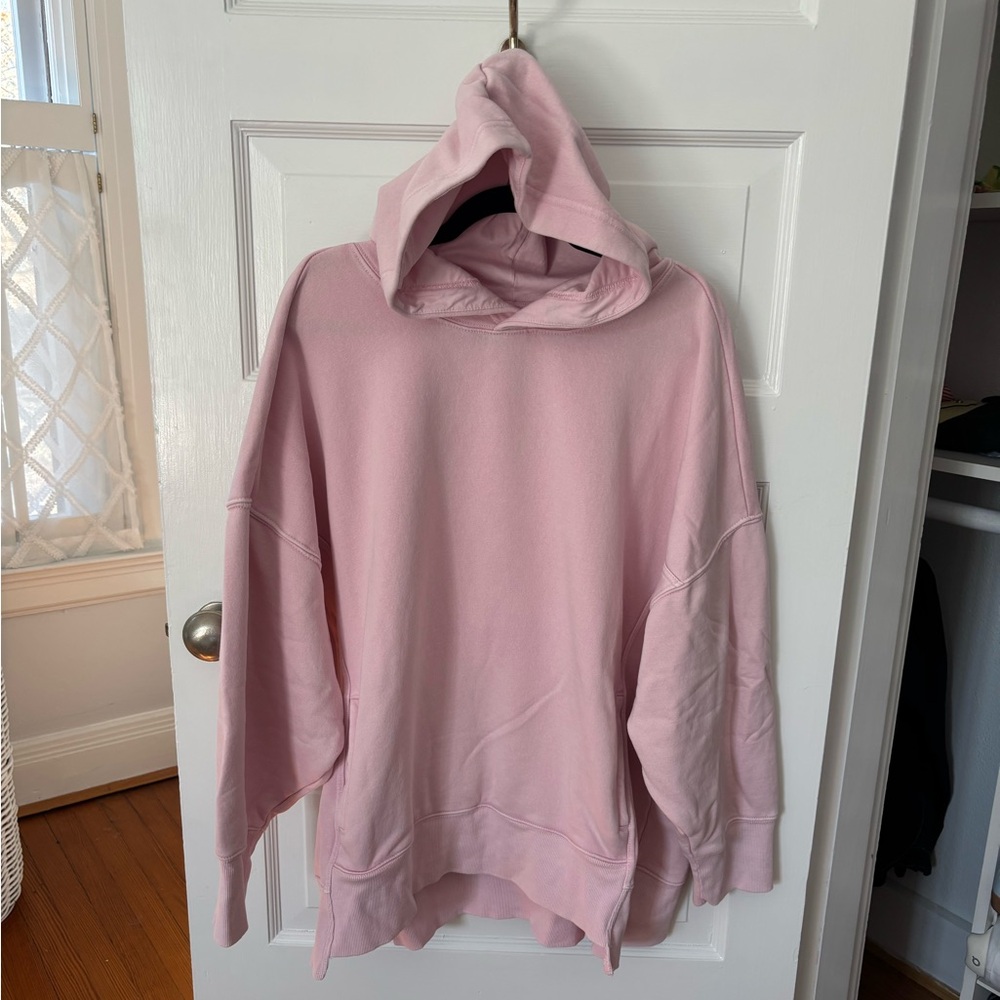 Free People Cherry Blossom Pink Sprint To The Finish Hoodie Sweatshirt Large